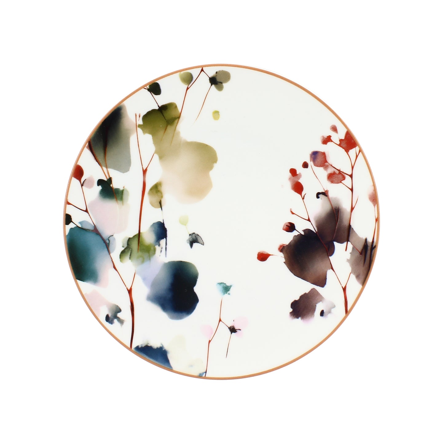 6 x assiettes plates AQUARELLE - Porcelaine - 20cm - Novastyl