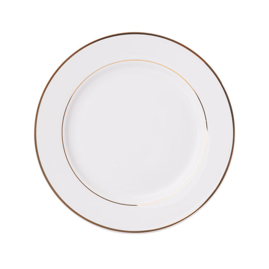 6 x assiettes plates FILET OR - Porcelaine - 20,5cm - Novastyl