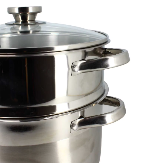 Couscoussier en inox - Couvercle en verre - 10 litres