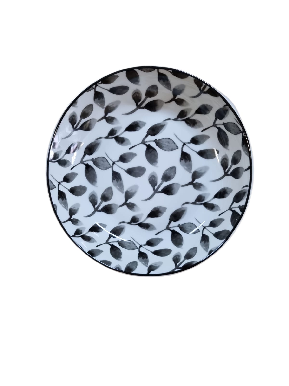 6 x assiettes creuses BLACKLEAF - 21cm - Porcelaine - H&H