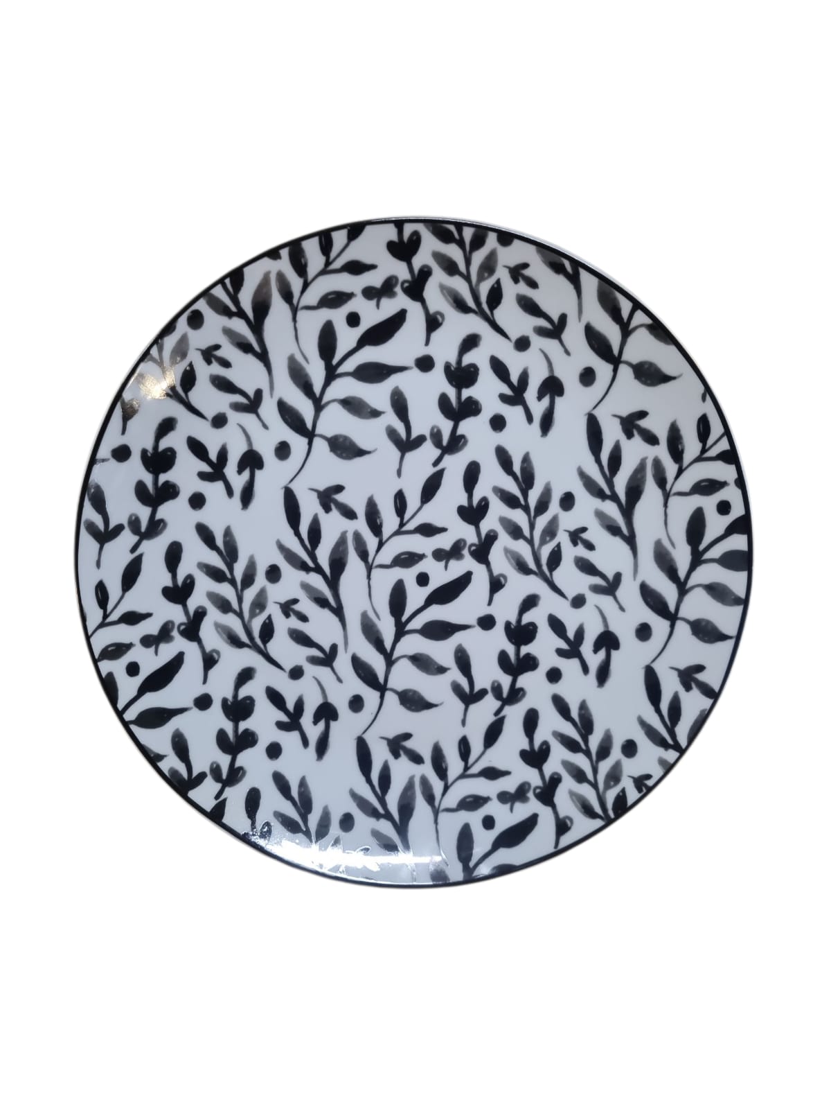 6 x assiettes plates BLACKLEAF - 27cm - Porcelaine - H&H