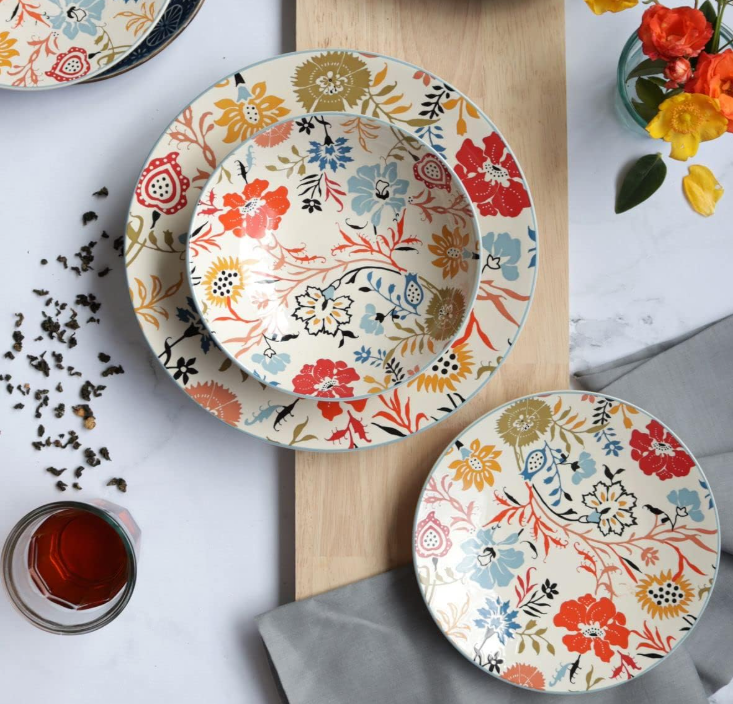 6 x assiettes creuses JAIPUR - 19cm - En Grès - Novastyl