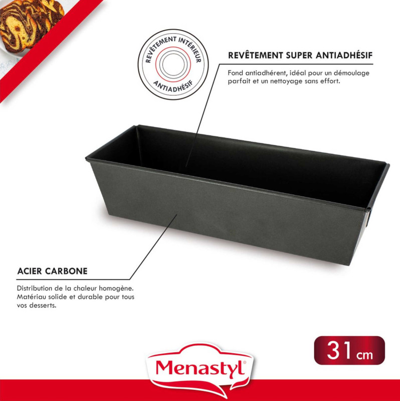 Moule à cake AMANDINE - Acier carbone - 31cm