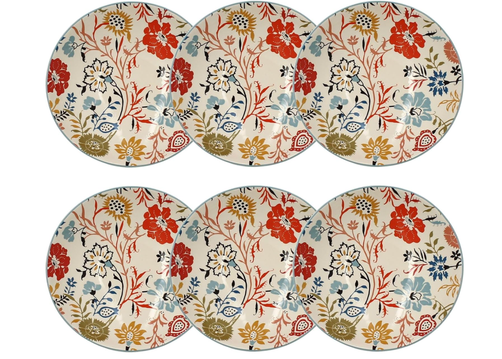 6 x assiettes creuses JAIPUR - 19cm - En Grès - Novastyl