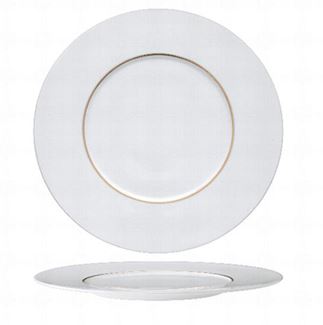 6 x assiettes plate blanche - Porcelaine de Limoges Filet doré - Essentia – Ø 29 cm