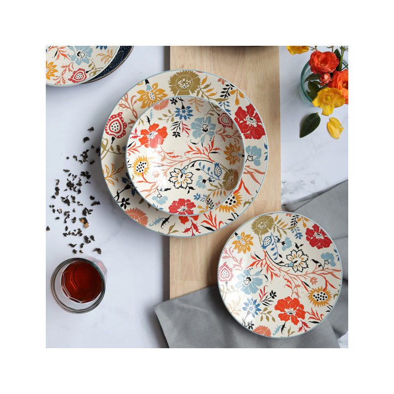 6 x assiettes creuses JAIPUR - 19cm - En Grès - Novastyl