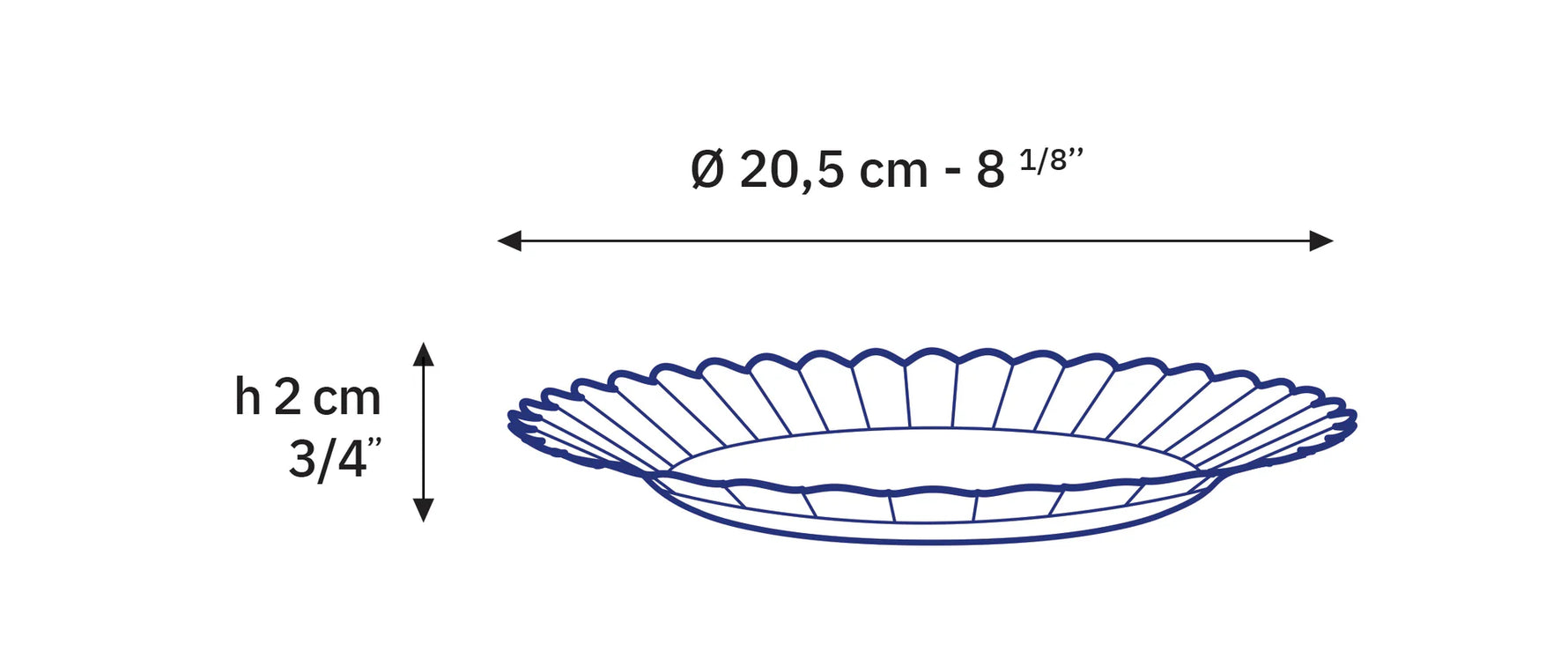 6 x assiettes plates PICARDIE - Marine - 20.5cm - Duralex