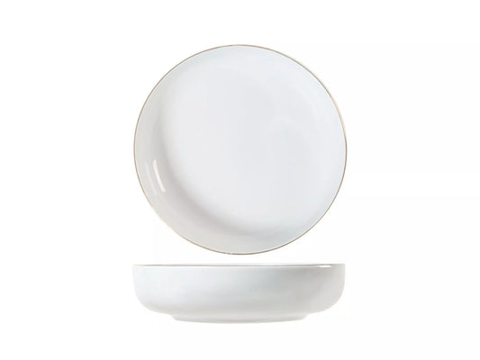 6 x assiettes creuses PEARL GOLD - 19cm - Porcelaine - H&H
