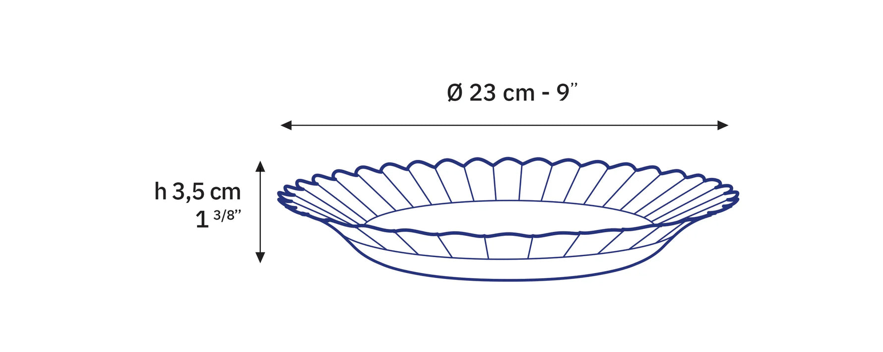 6 x assiettes creuses PICARDIE - Marine - 23cm - Duralex