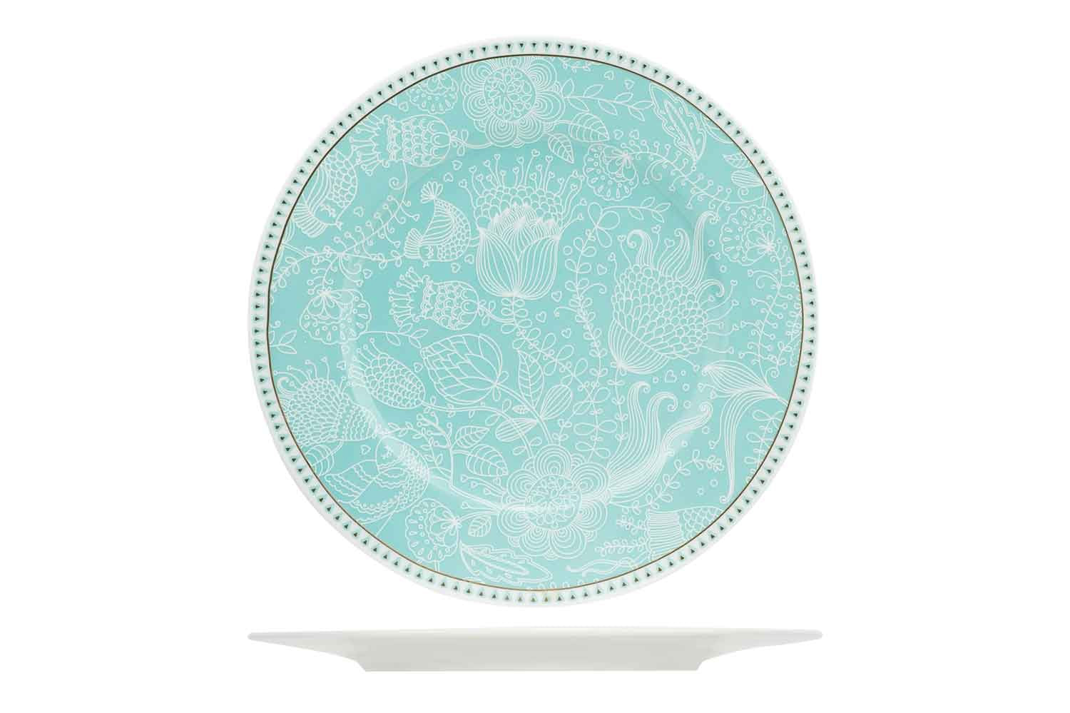 6 x assiettes plates DENTELLA Blue - 21cm - Porcelaine - Cosy&Trendy