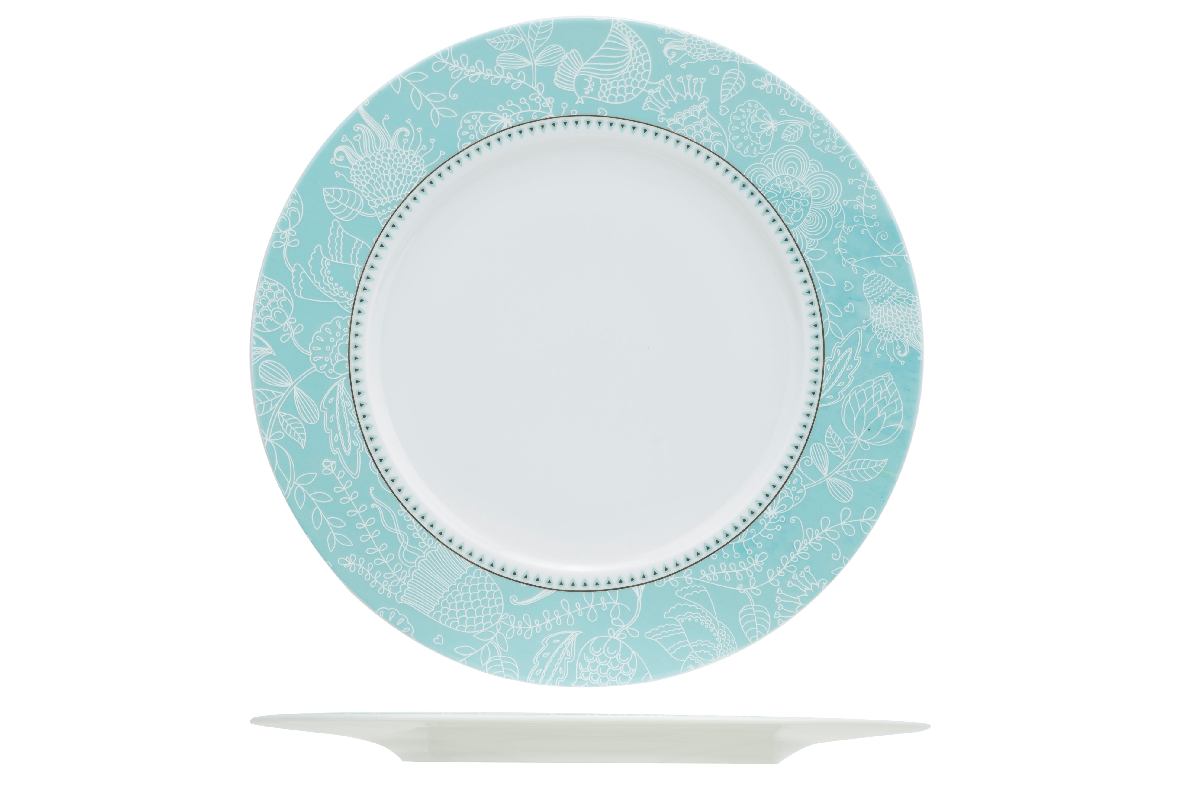 6 x assiettes plates DENTELLA BLUE - 27cm - Porcelaine - Cosy&Trendy