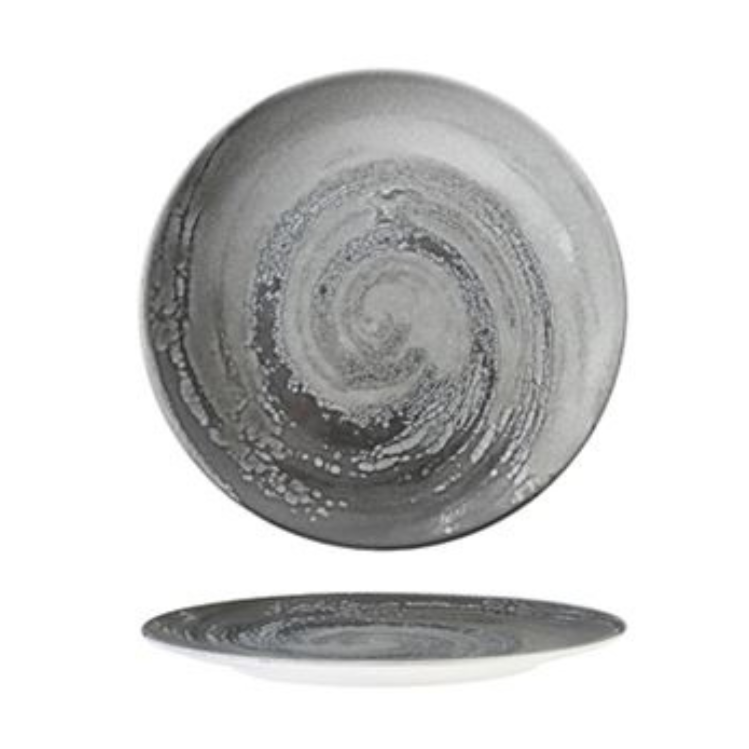 6 x assiettes plate VORTICE grise - 21cm - Porcelaine - Morini
