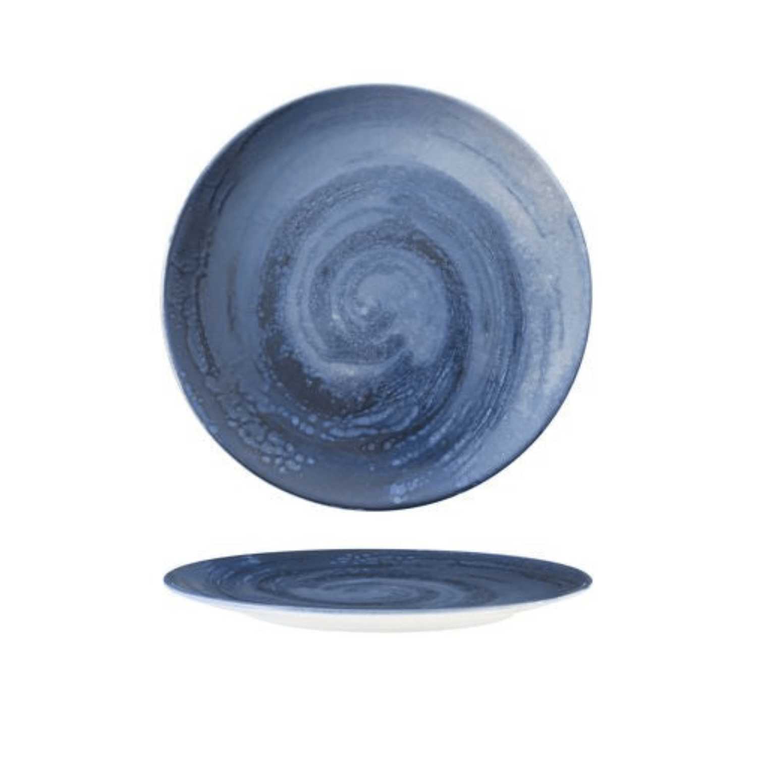 6 x assiettes plates VORTICE bleue - Porcelaine - 26cm - Morini - AODB - Aux origines du barMorini