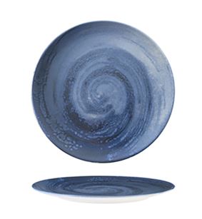 6 x assiettes plates VORTICE bleue - Porcelaine - 21cm - Morini