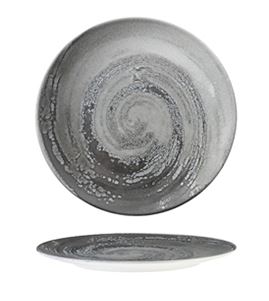6 x assiettes plates VORTICE grise - 26cm - Porcelaine - Morini