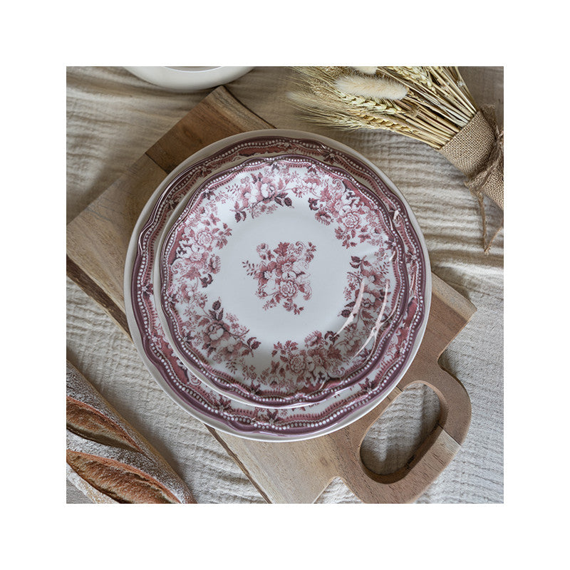 6 x assiettes plates FAUSTINE Rose - 26cm - Porcelaine - Novastyl
