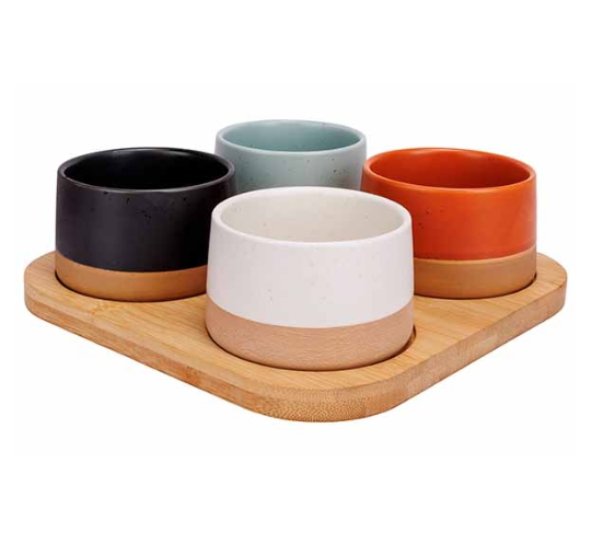 Plateau apéritif BAMBOU + 4 bols - Cosy&Trendy