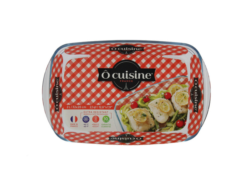 Plat Four Rectangulaire 32x20 cm en Verre O Cuisine