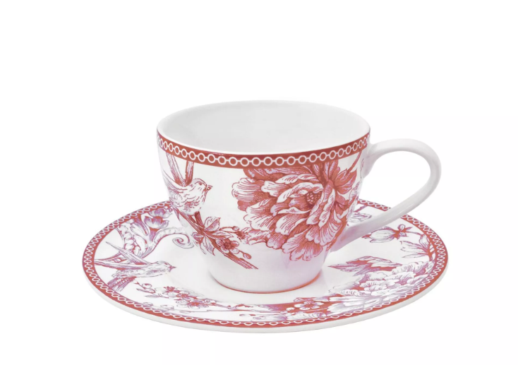 4 x tasses Primerose avec soucoupe - 240ml - Porcelaine- H&H