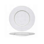 6 x assiettes en porcelaine de Limoges blanche filet doré - 23cm - Essentia - AODB - Aux origines du barEssentia