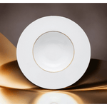6 x assiettes en porcelaine de Limoges blanche filet doré - 23cm - Essentia - AODB - Aux origines du barEssentia