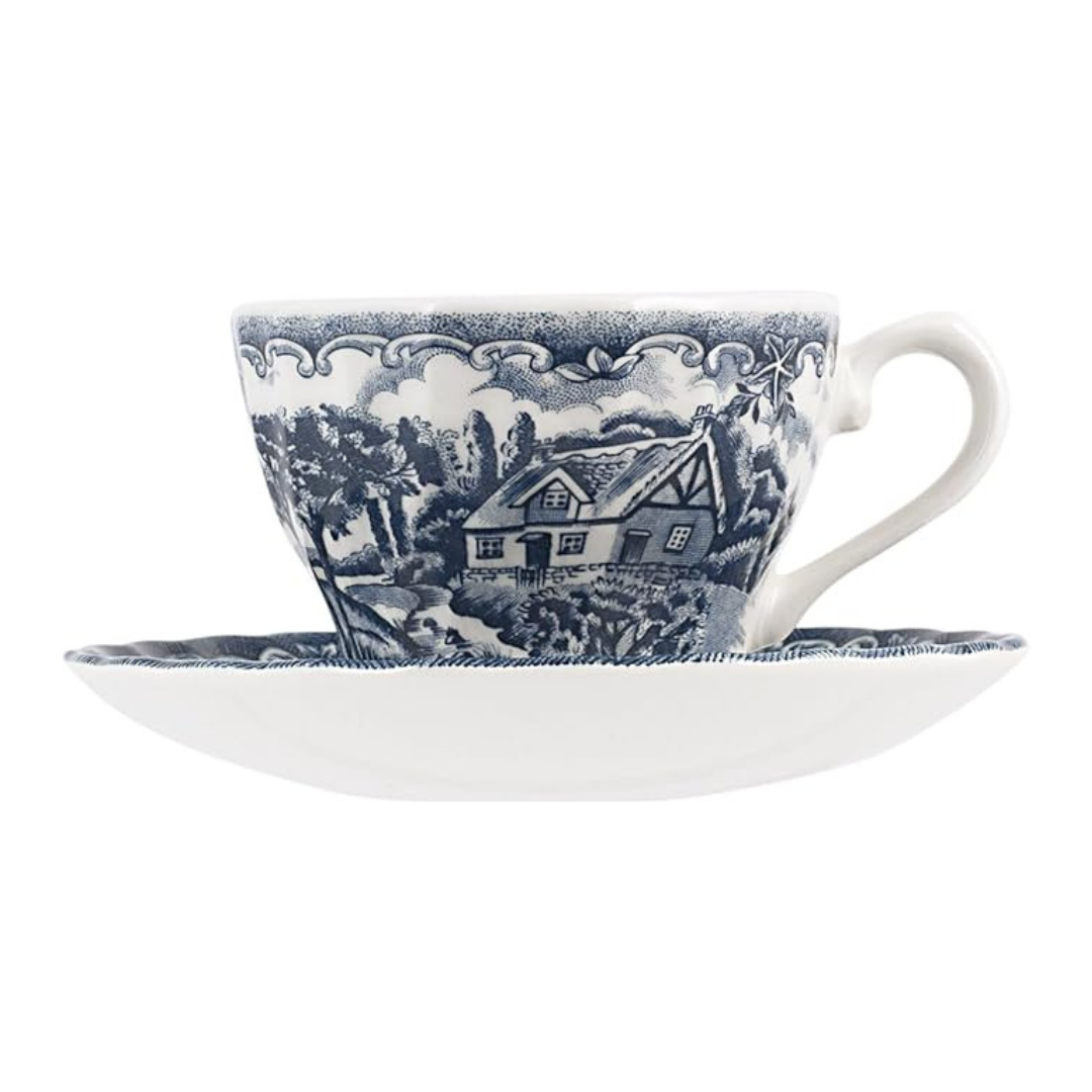 6 x tasses avec soucoupes BROOKS BLUE - 90ml - Churchill