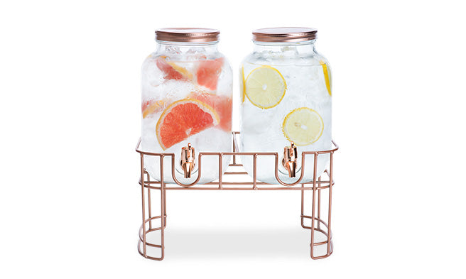 Fontaine double avec support cuivre - Cosy&Trendy