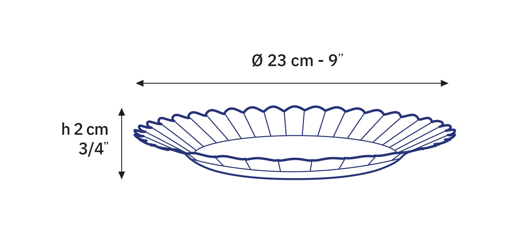 6 x assiettes plates PICARDIE - Bleues - 23cm - Duralex