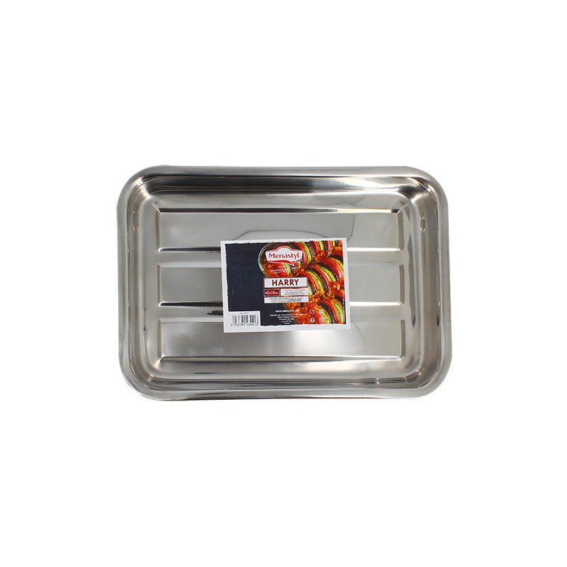Plat rectangulaire inox avec poignées - 40cm x 28cm - Menastyl - AODB - Aux origines du barMenastyl