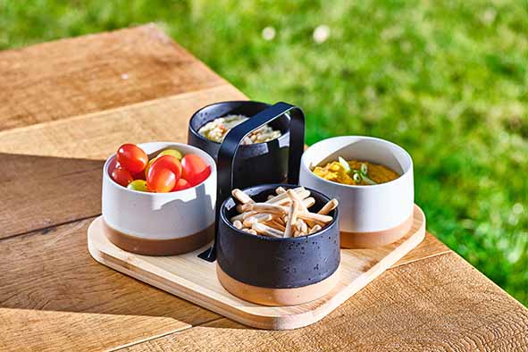 Plateau apéritif BAMBOU + 4 bols - Cosy&Trendy