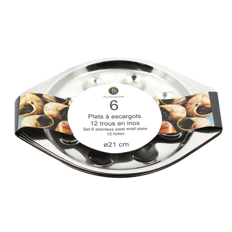 6 x plats à escargots 12 trous - Inox - Menastyl