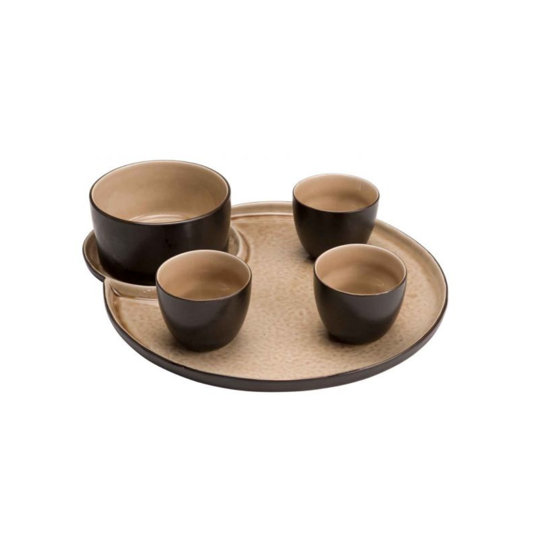 Plateau apéritif en grès LAGUNA - 5 pièces - Beige - Cosy&Trendy