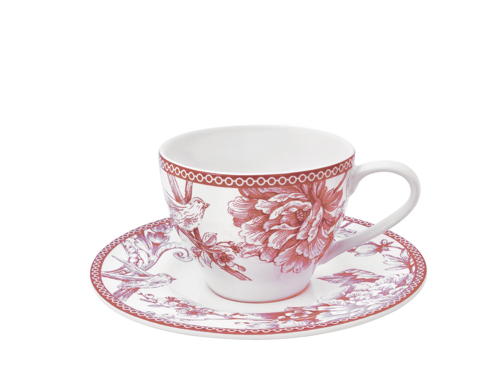 4 x tasses Primerose avec soucoupe - 240ml - Porcelaine - H&H - AODB - Aux origines du barH&H