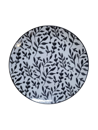 6 x assiettes plates BLACKLEAF - 27cm - Porcelaine - H&H