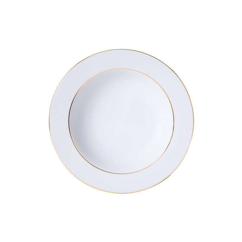 6 x assiettes creuses FILET OR - Porcelaine - 22.5cm - Novastyl