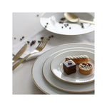 6 x assiettes plates FILET OR - Porcelaine - 20,5cm - Novastyl