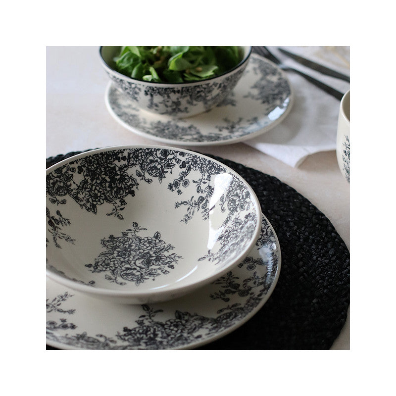 6 x assiettes creuses FLORALI - 20.5cm - Grès - Novastyl
