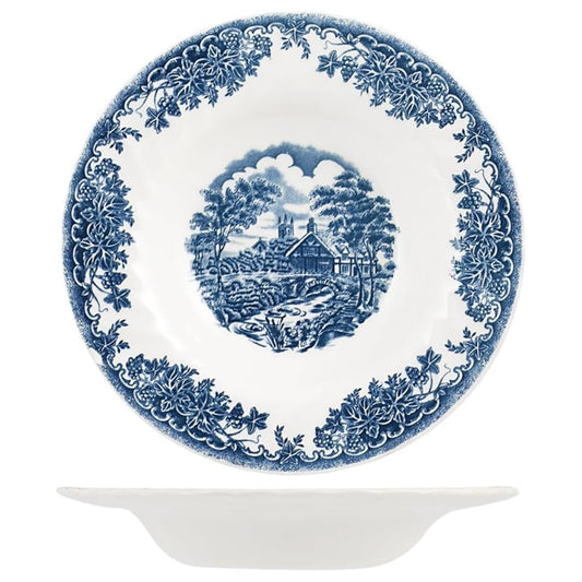 6 x assiettes creuses BROOK BLUE - 22cm - Faïence - Churchill