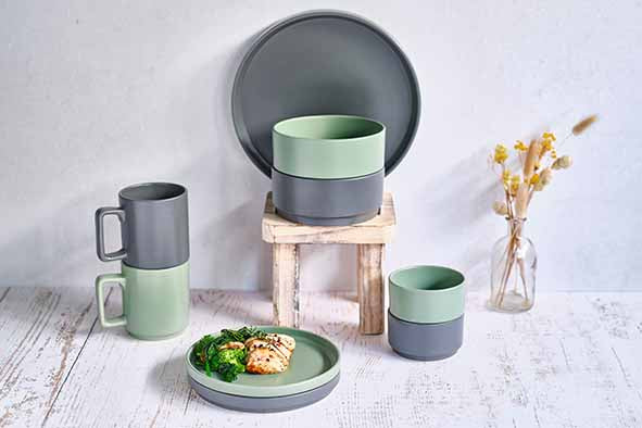 6 x assiettes plates ALTO 26cm - Anthracite - Grès - Cosy&Trendy