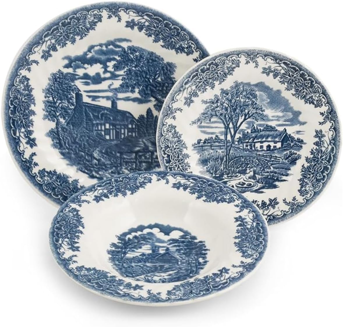 6 x assiettes BROOK BLUE - 25cm - Faïence - Churchill