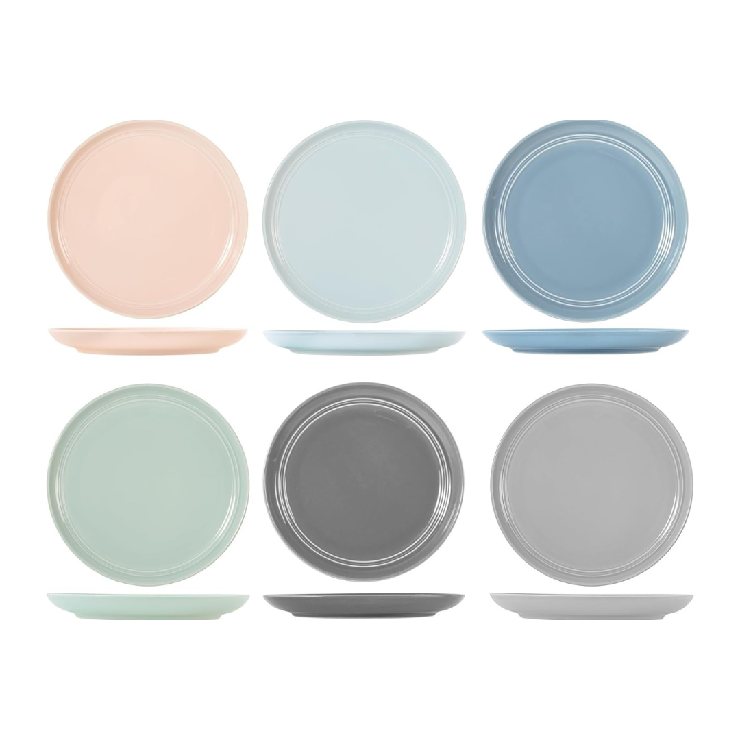 6 x assiettes à dessert assorties LOFT - 20cm - Porcelaine - H&H