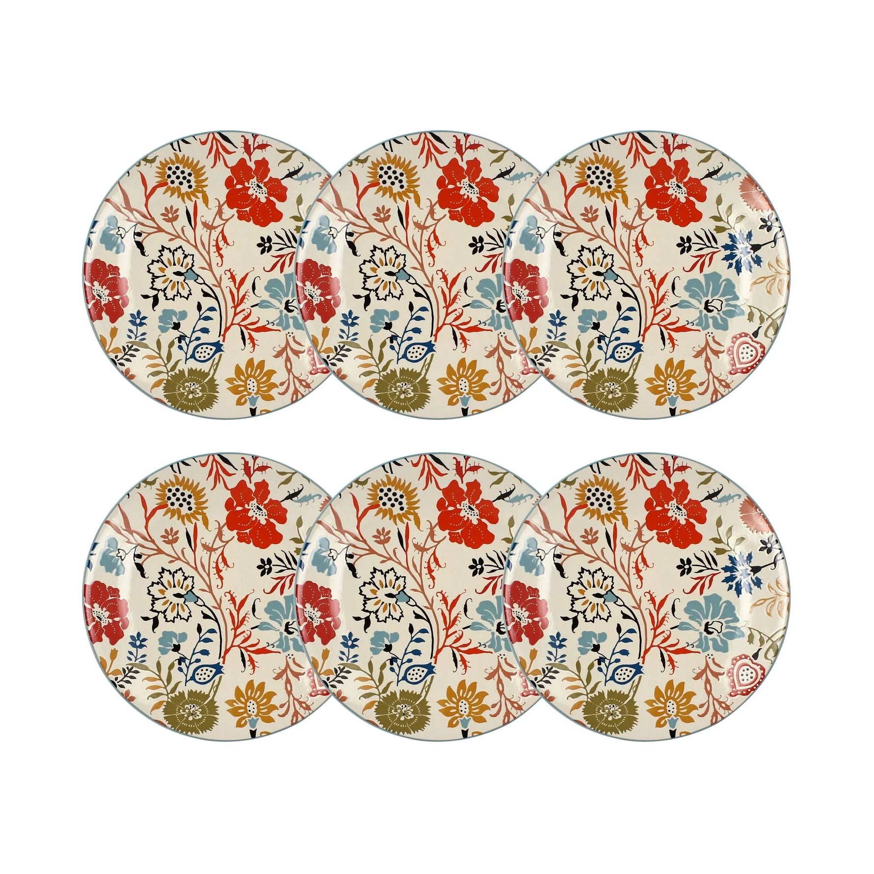 6 x assiettes plates JAIPUR - 20cm - En Grès - Novastyl